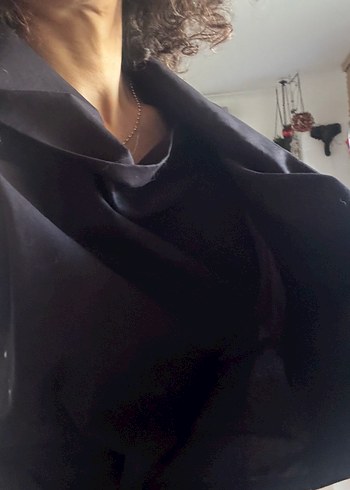 Siyah Drapeli Kadın Şık Tasarım Tunik - Görsel 7