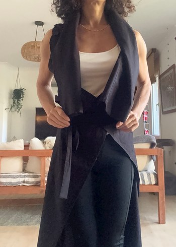 Siyah Drapeli Kadın Şık Tasarım Tunik - Görsel 9