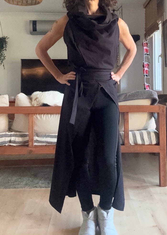 Siyah Drapeli Kadın Şık Tasarım Tunik - Görsel 4