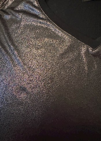 Polo Garage Gri V Yaka Parlak Şık Bluz - Görsel 3