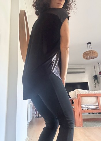 Polo Garage Gri V Yaka Parlak Şık Bluz - Görsel 5