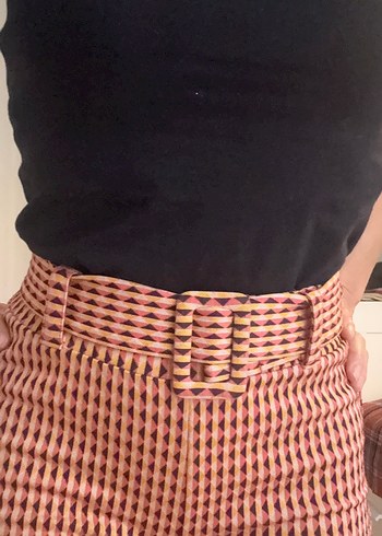 Oxxo Kemerli Retro Kahverengi Kumaş Pantolon - Görsel 2