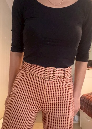 Oxxo Kemerli Retro Kahverengi Kumaş Pantolon - Görsel 3