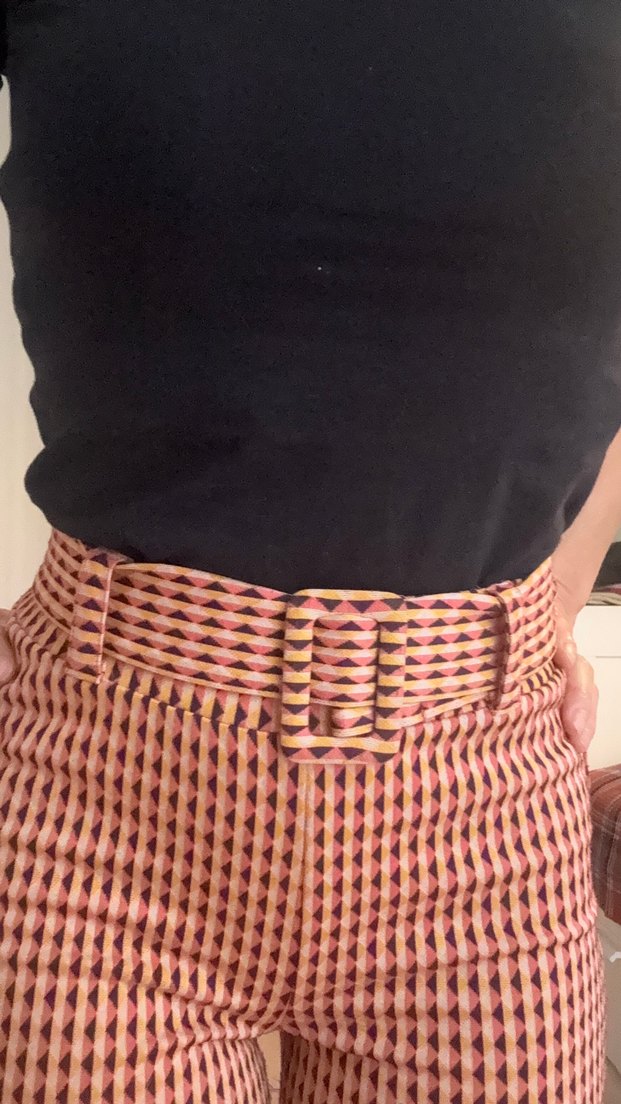 Oxxo Kemerli Retro Kahverengi Kumaş Pantolon - Görsel 2