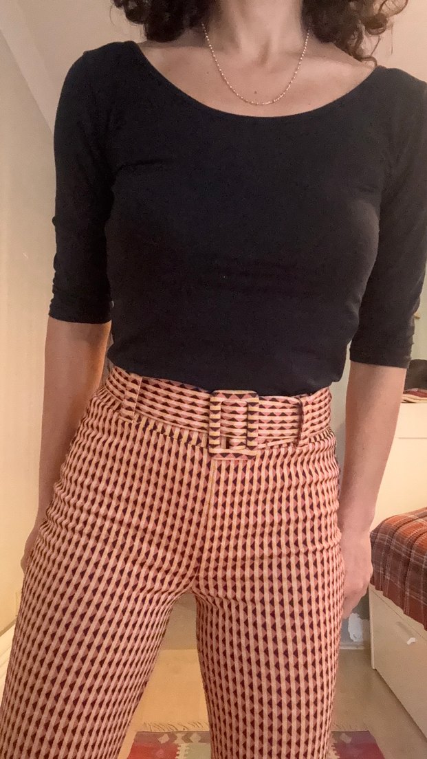 Oxxo Kemerli Retro Kahverengi Kumaş Pantolon - Görsel 3