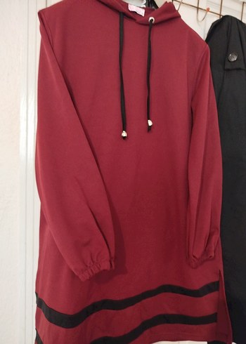 Bordo Kapüşonlu Fermuarlı Kadın Sweatshirt - Görsel 4