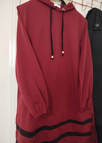 Bordo Kapüşonlu Fermuarlı Kadın Sweatshirt - Görsel 5