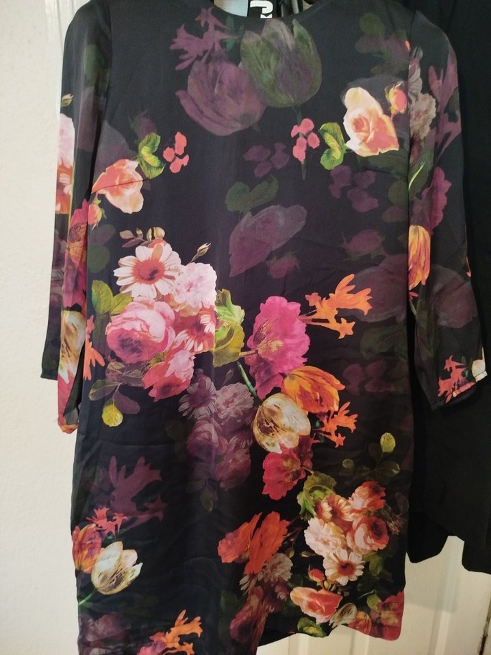 Mor Çiçek Desenli Midi Kimono - Görsel 2