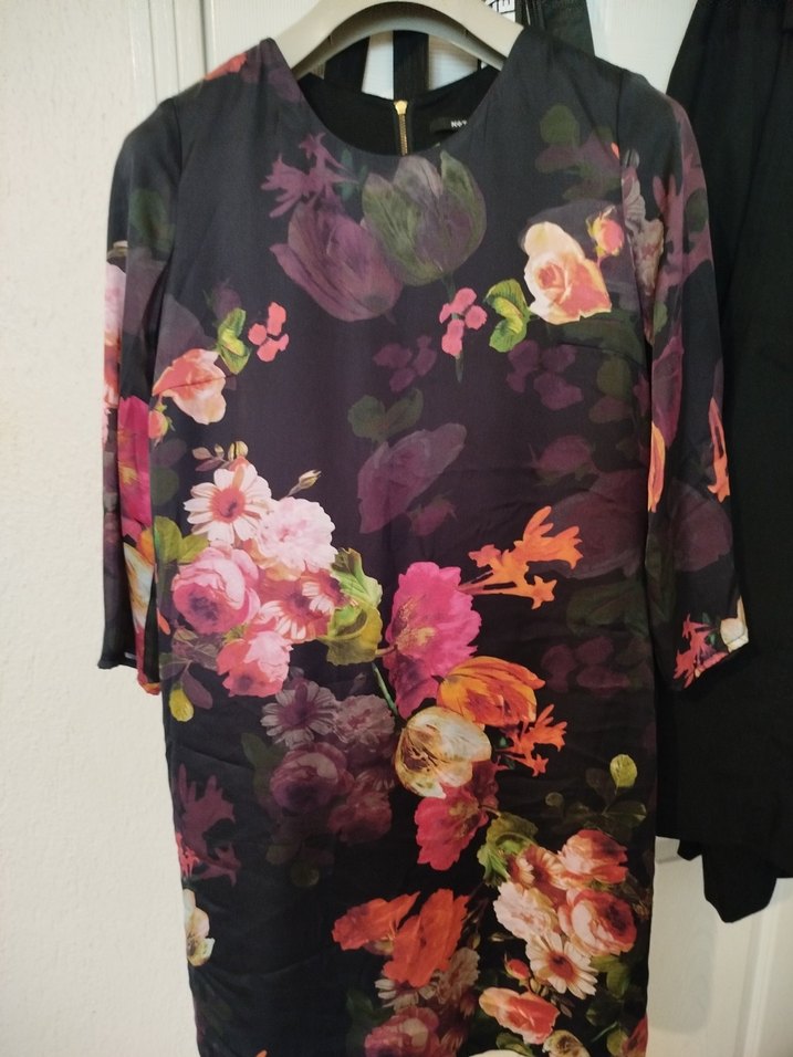 Mor Çiçek Desenli Midi Kimono - Görsel 3