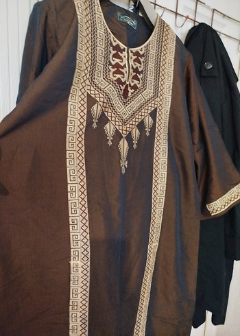 Bohem İşlemeli Kahverengi Uzun Elbise - Görsel 2