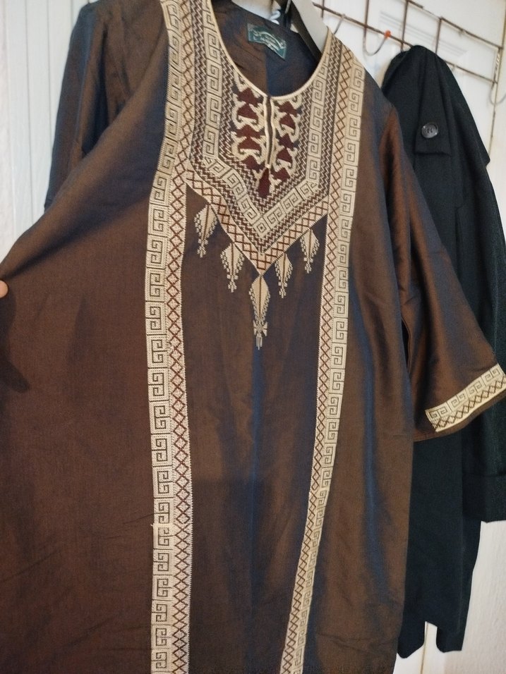 Bohem İşlemeli Kahverengi Uzun Elbise - Görsel 2