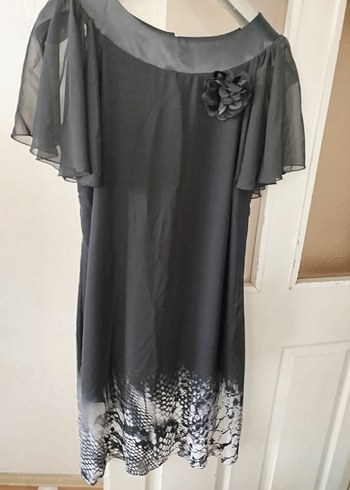 Yılan Desenli Siyah Uzun Kadın Abiye Elbise - Görsel 3