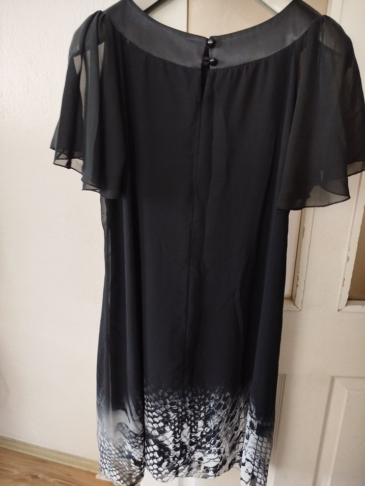 Yılan Desenli Siyah Uzun Kadın Abiye Elbise - Görsel 2