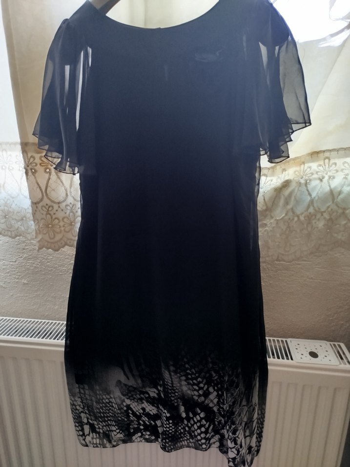 Yılan Desenli Siyah Uzun Kadın Abiye Elbise - Görsel 5