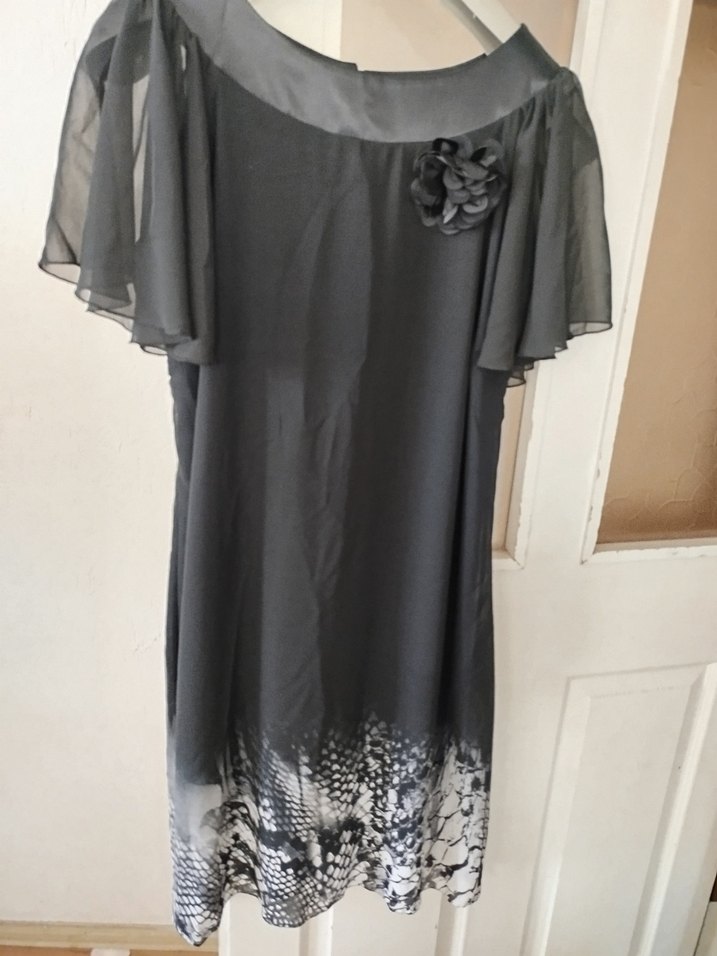 Yılan Desenli Siyah Uzun Kadın Abiye Elbise - Görsel 3