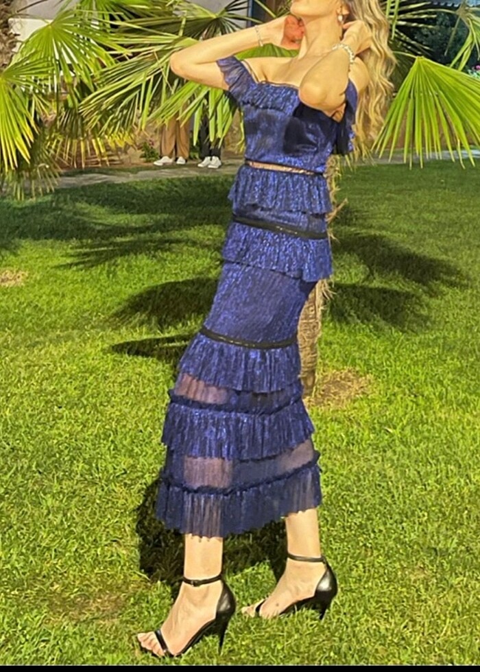 Mor minik parıltılı elbise - Görsel 2