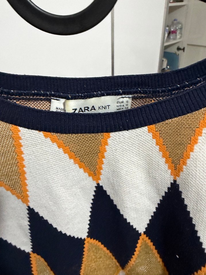 Kahverengi Desenli Triko Kadın Kazak - Görsel 2