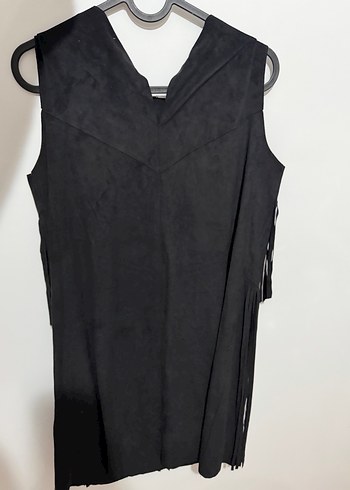 Püsküllü Siyah Uzun Kadın Gece Elbisesi - Görsel 2