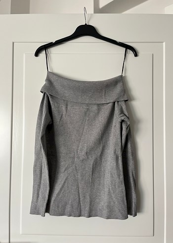 H&M - Gri Kayık Yaka Örme Kazak