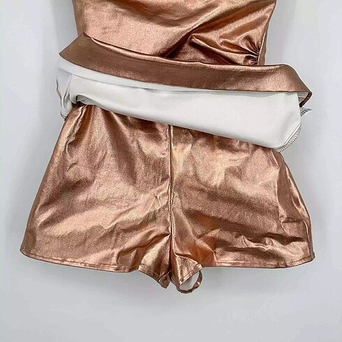 Zara Zara Straplez Mini Bronz Elbise