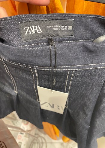 m Beden Zara Y2K Denim Pilili Mini Etek