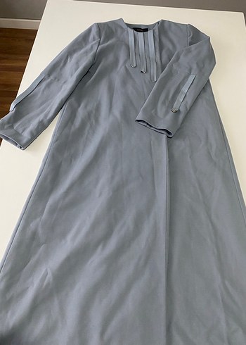 Gri Uzun Kollu Salaş Kadın Elbise - Görsel 3