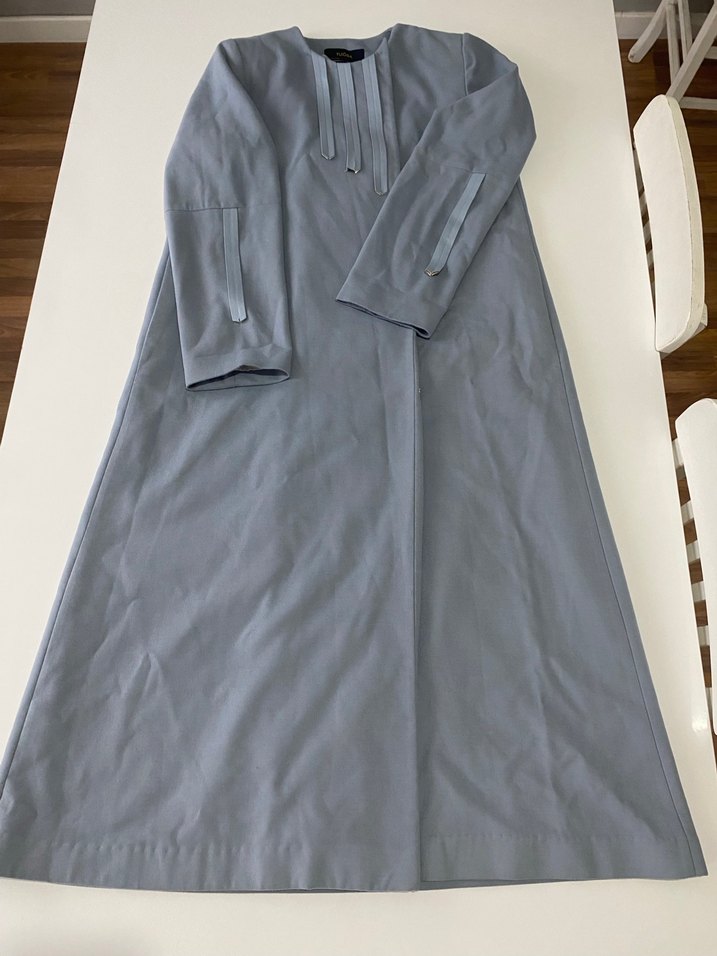 Gri Uzun Kollu Salaş Kadın Elbise - Görsel 5