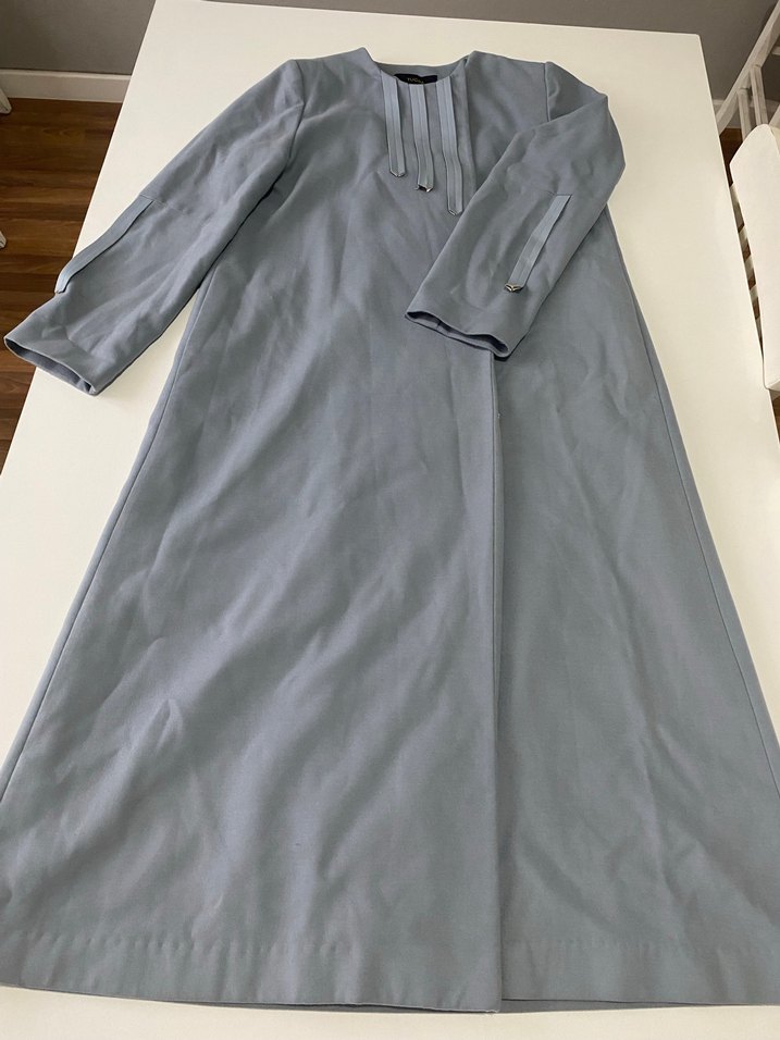 Gri Uzun Kollu Salaş Kadın Elbise - Görsel 4