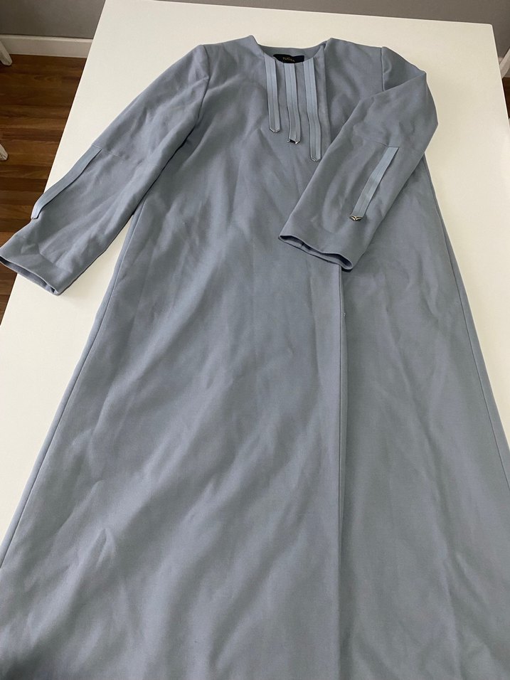 Gri Uzun Kollu Salaş Kadın Elbise - Görsel 3