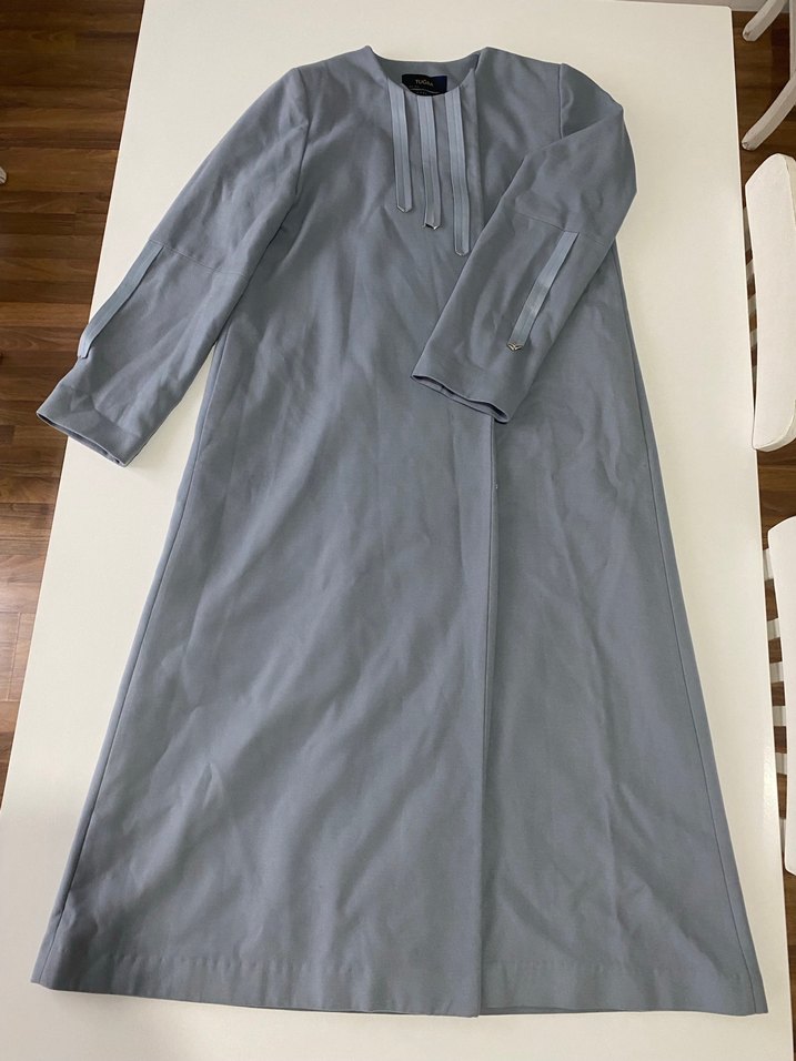 Gri Uzun Kollu Salaş Kadın Elbise - Görsel 2