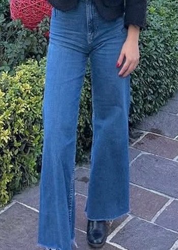 Kadın Mavi Denim Salaş Midi Jean
