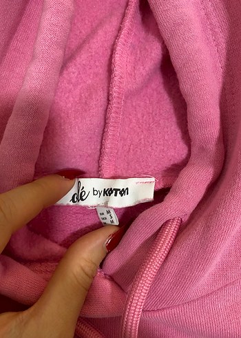Kapüşonlu Pembe Kadın Sweatshirt - Görsel 2