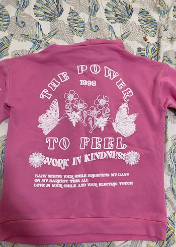 Kapüşonlu Pembe Kadın Sweatshirt - Görsel 3