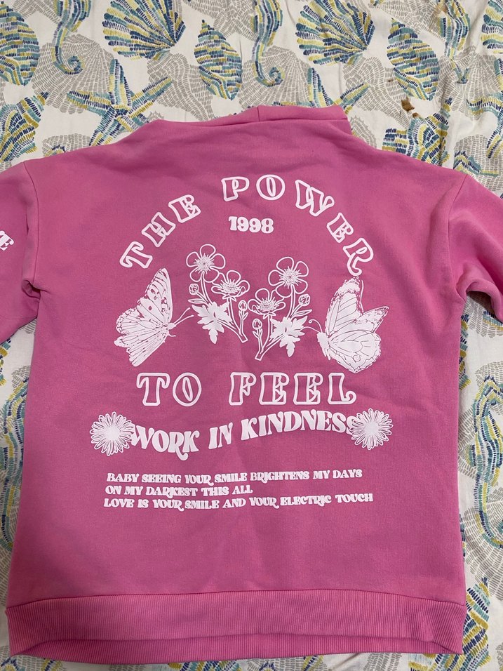 Kapüşonlu Pembe Kadın Sweatshirt - Görsel 3