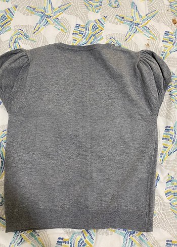 Kız Gri Kısa Kollu Nakışlı Hırka - Görsel 3