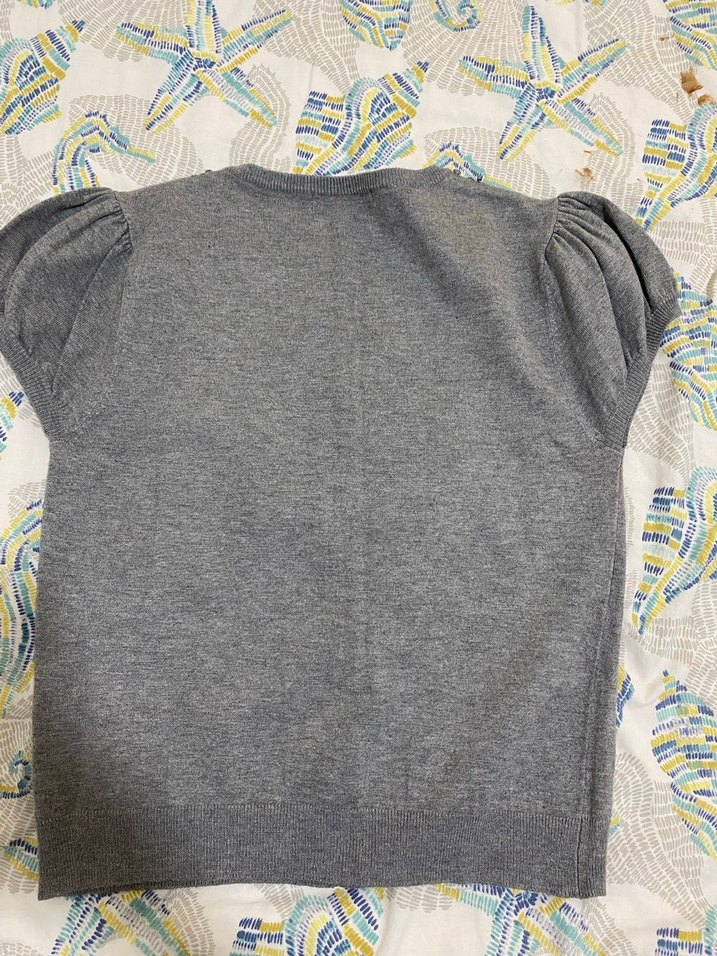 Kız Gri Kısa Kollu Nakışlı Hırka - Görsel 3