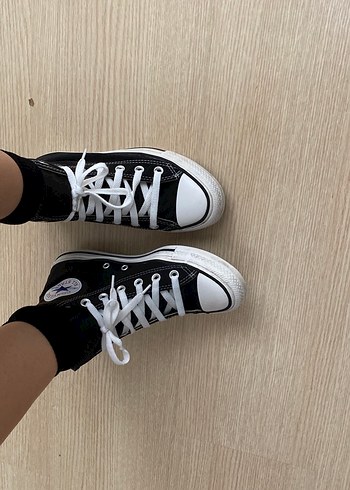 Kadın Siyah Beyaz orijinal converse - Görsel 4