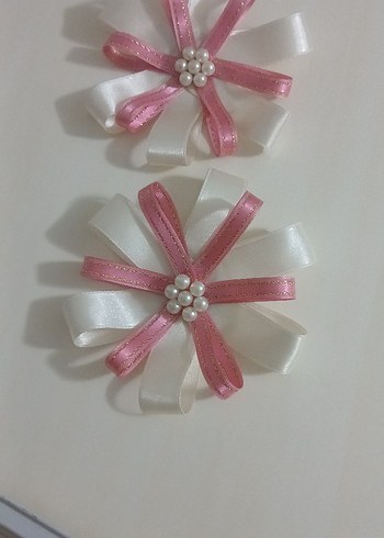 Renkli Kurdeleli Çiçek Desenli incili Bohça Süsü - Görsel 3