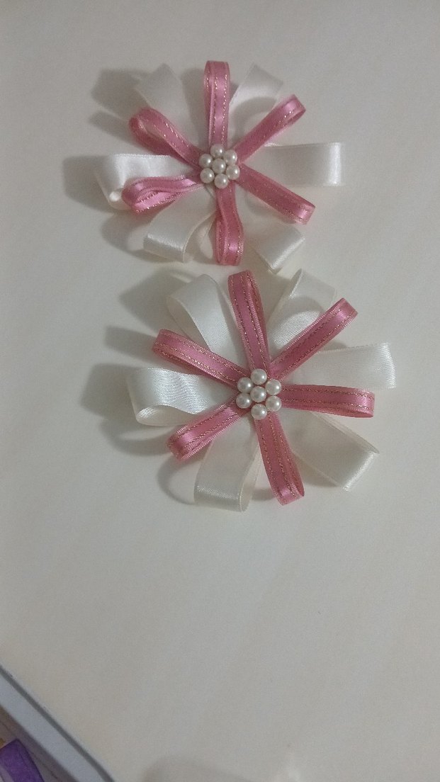 Renkli Kurdeleli Çiçek Desenli incili Bohça Süsü - Görsel 5