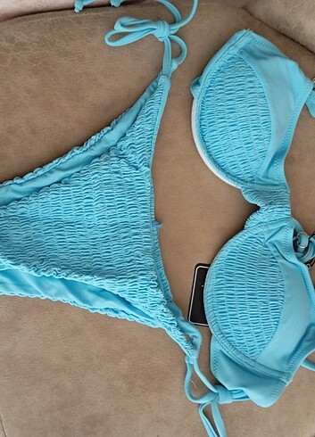 Kadın mavi bikini  - Görsel 6