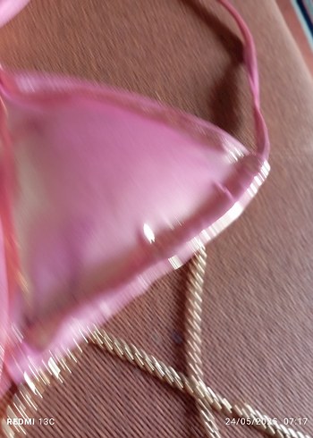 Zincir Detaylı Parlak Pembe Bikini - Görsel 6