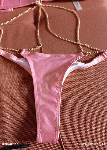 Zincir Detaylı Parlak Pembe Bikini - Görsel 9