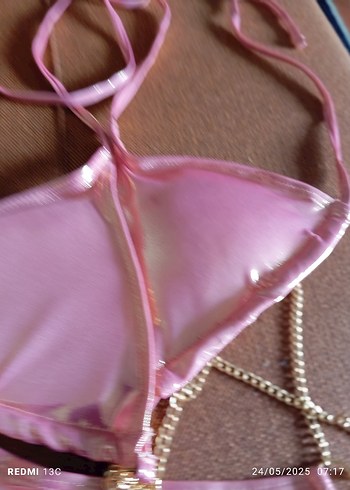 Zincir Detaylı Parlak Pembe Bikini - Görsel 11