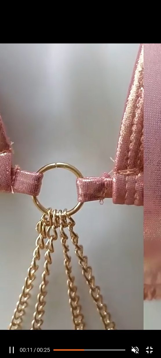 Zincir Detaylı Parlak Pembe Bikini - Görsel 4