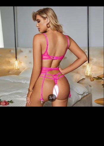 İşlemeli Mini Pembe Bohem Destekli Sütyen Takımı - Görsel 3