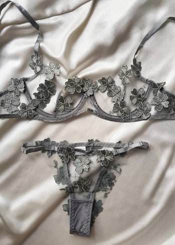 Bohem Nakışlı Gri Sütyen Takımı - Görsel 2
