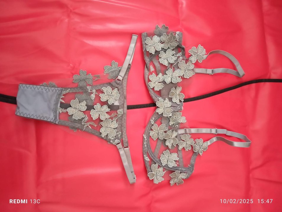 Bohem Nakışlı Gri Sütyen Takımı - Görsel 4