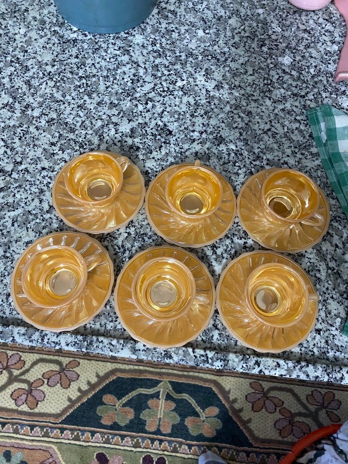 Bakır Renkli 6'lı Cam Fincan ve Tabak Seti - Görsel 3