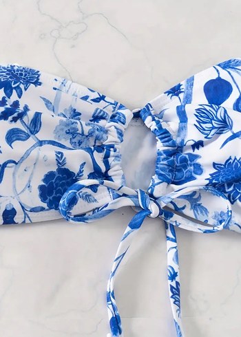Mavi Çiçekli Bohem Bikini Takımı - Görsel 3