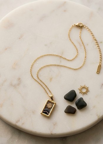 Accessorize Altin Zincirli Gunesli Siyah Kolye